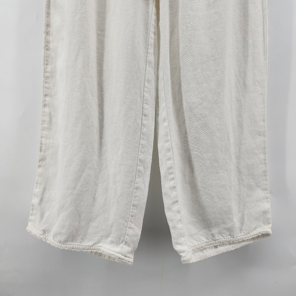 Garnet Hill White Cropped 100% Linen Pants Size 8 - Picture 4 of 12
